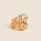 Woven Open Diamond Accent Signet Pinky Ring