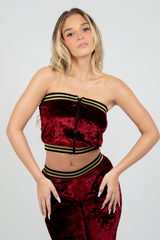 Akira Burgundy Velour Two-Piece Set