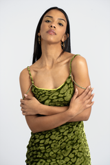 Aliana Silk Leopard Imprint Slip Dress