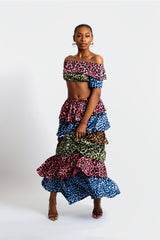 Ana Ruffled Cheetah Print Two-Piece Skirt Set