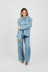 Blair Transparent Marbled Denim Jacket