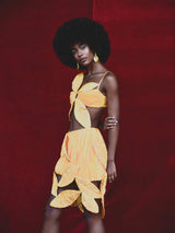 Umi sculptural stretch peau de soie dress