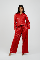 Celeste Vegan Quilted Leather Button-Up