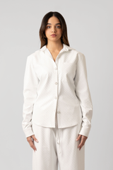 Celeste Vegan Quilted Leather Button-Up