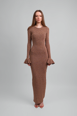 Govina Long Sleeve Copper Dress