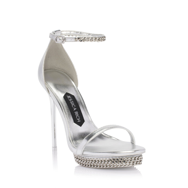 JESSICA CHAIN SANDAL 120 MM | SILVER