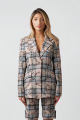 Kara Plaid Print Wool Blazer