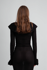 Madonna Lace Knit Ruffled Dress