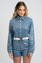 Moné Sequined Denim Romper