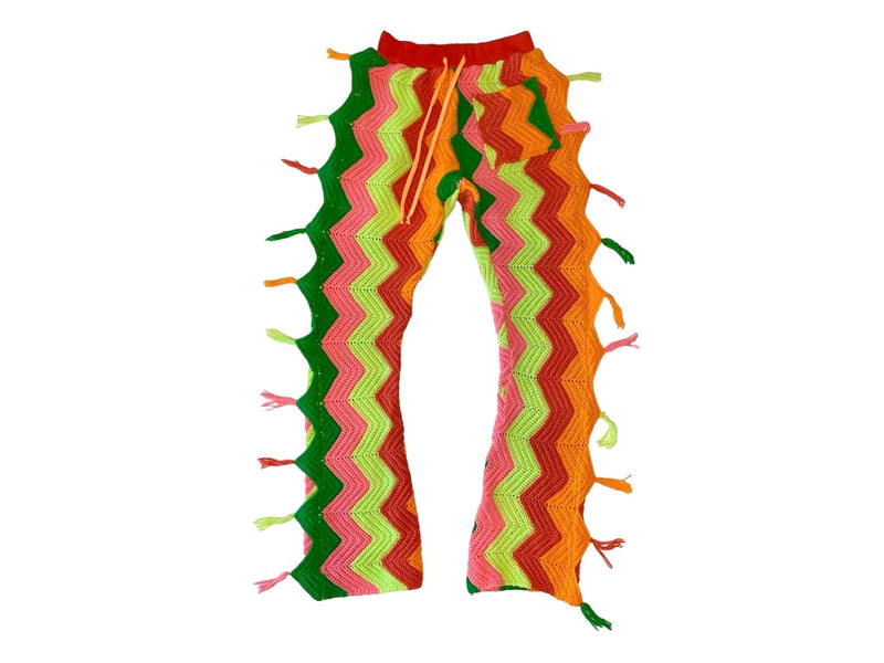 Tropical Neon Wavy Fringe Pants