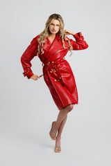 Trinity Quilted Vegan Leather Trench Coat