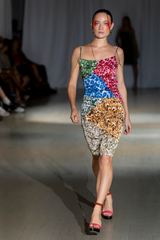 Amalia Patch Work Satin Dress