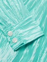 Crinkled Taffeta Tie Front Shirt | Tiffany Blue