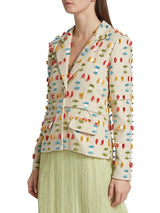 Embroidered One-Button Blazer