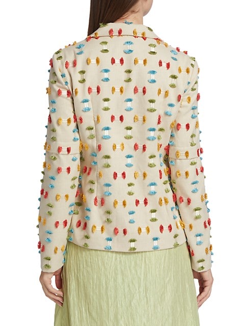 Embroidered One-Button Blazer