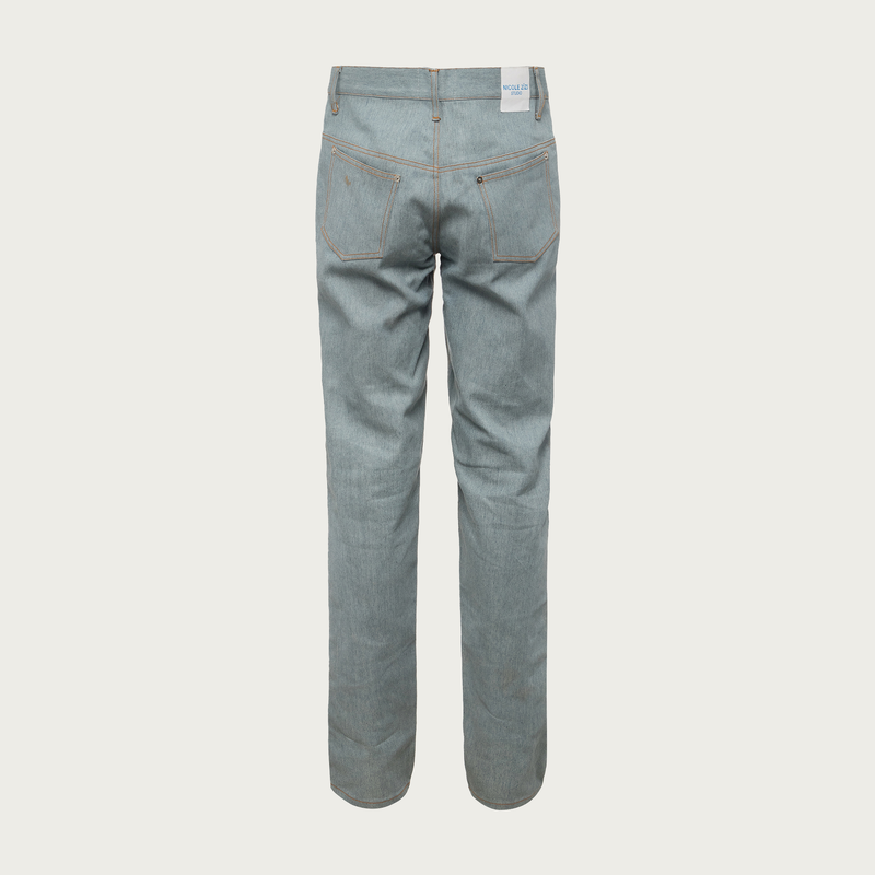 Recycled Blue Cotton Straight Denim Pants