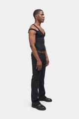 Black "2-Way" Henley Ribbed Tank