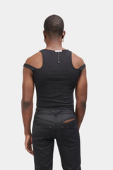 Black "2-Way" Henley Ribbed Tank