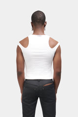 White "2-Way" Henley Ribbed Tank