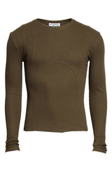 Dark Olive "Dani LS" Ribbed Top