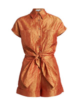 Tie Front Playsuit | Fire Orange