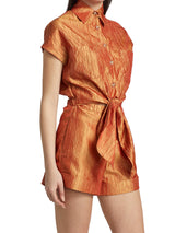 Tie Front Playsuit | Fire Orange