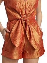 Tie Front Playsuit | Fire Orange