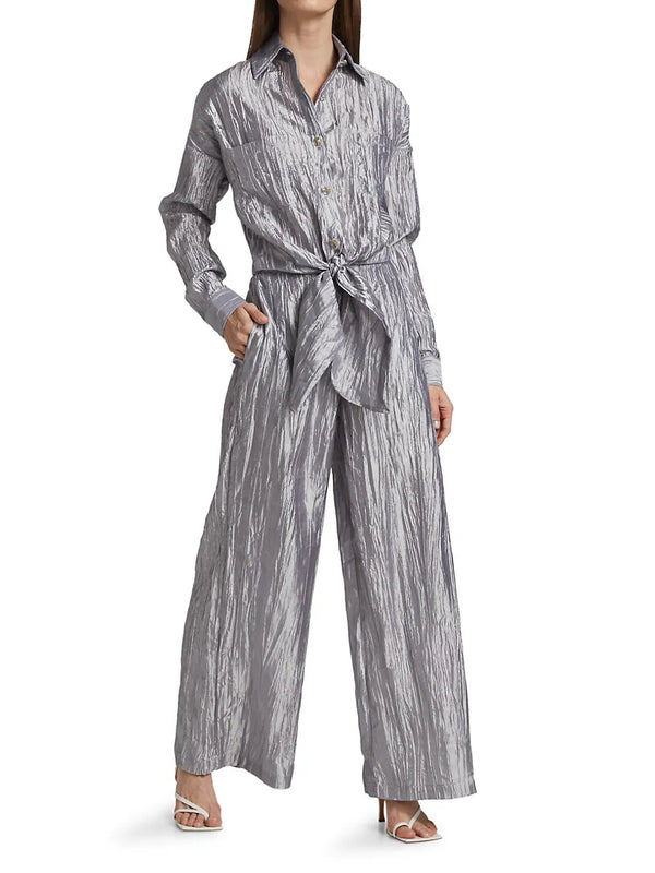 Signature Tie Front Jumpsuit | Silver