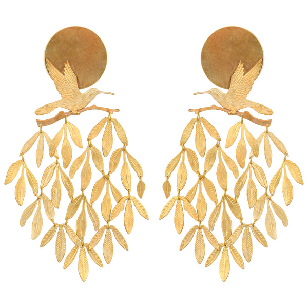 Gold Tropical Tapestry Earrings