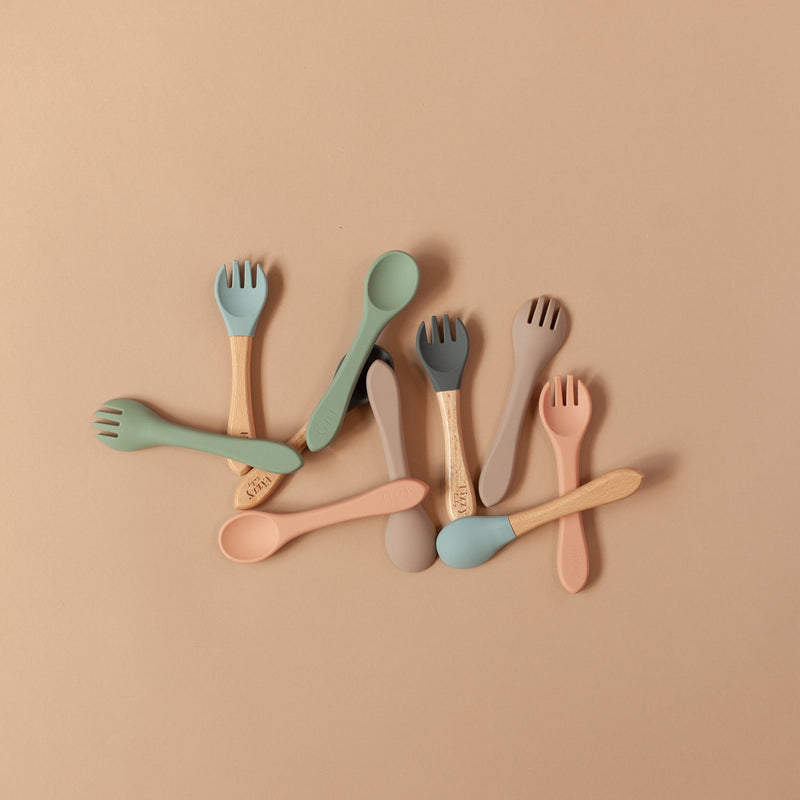 Bamboo Spoon and Fork Set (Dark Grey)