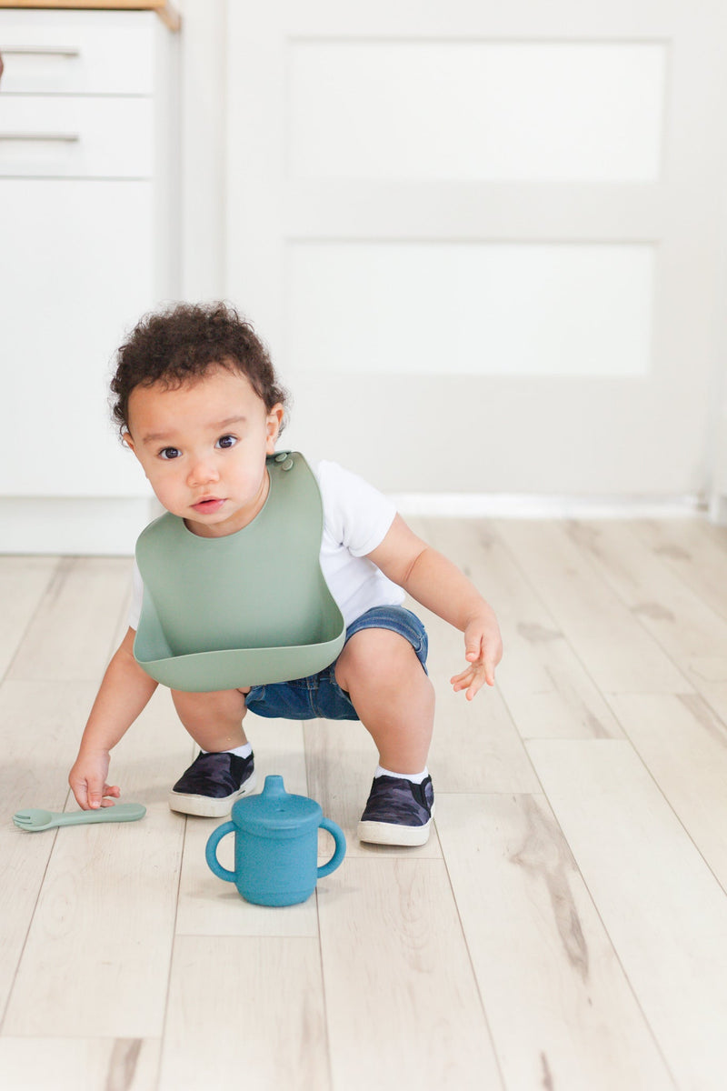 Baby Silicone Bib (Muted Pink Cherry)