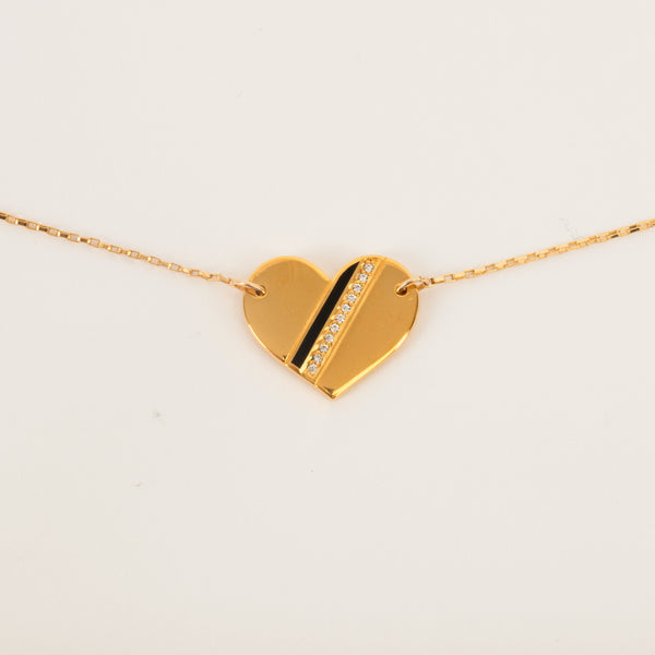 Golden Heart Stripe Necklace