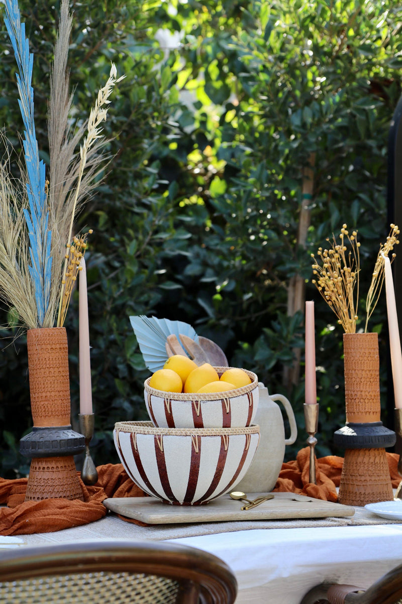 Rust and Rattan Textured Bowl