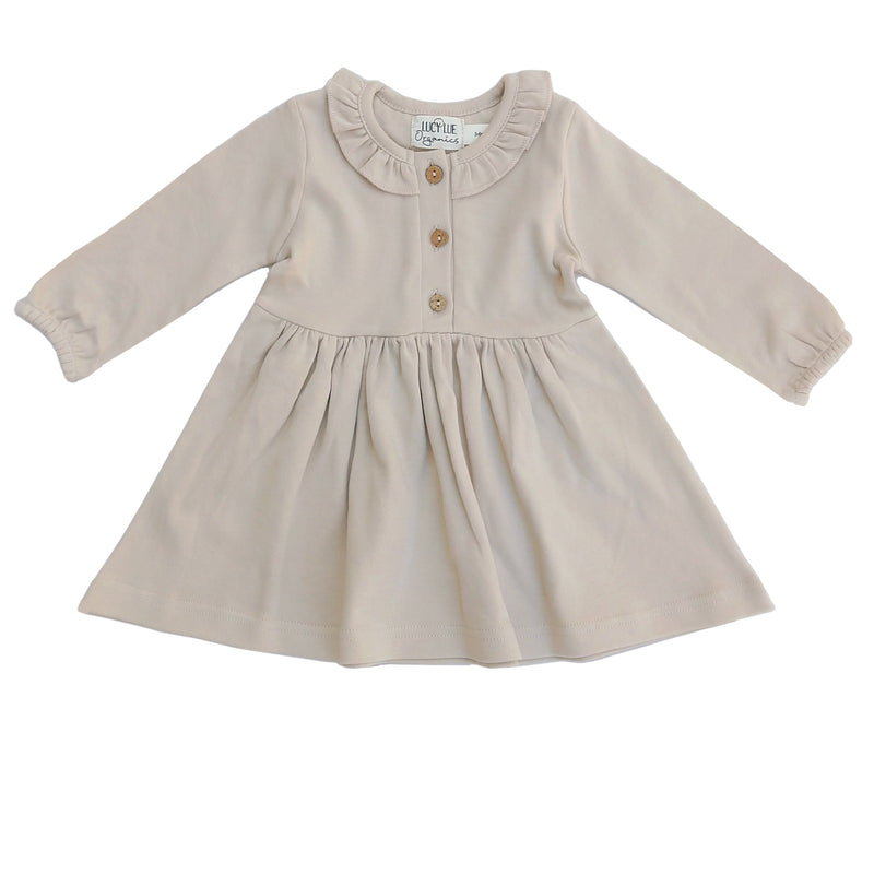 Organic Long Sleeve Ruffle Dress | Fawn