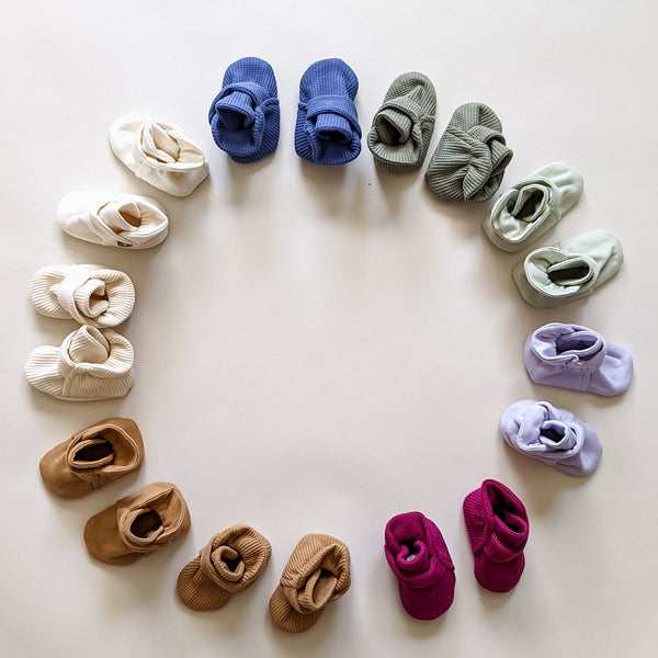Organic Waffle Baby Booties | Slate