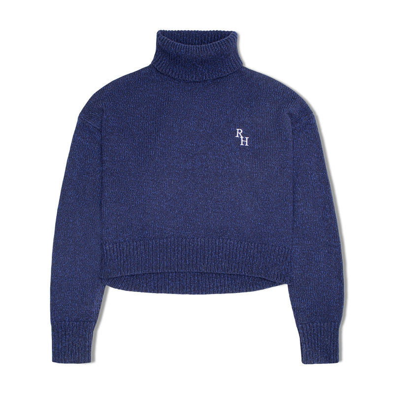 Athos Cropped Turtleneck Sweater in Midnight Navy