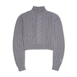 Dallas Cable Knit Turtleneck Sweater in Grey