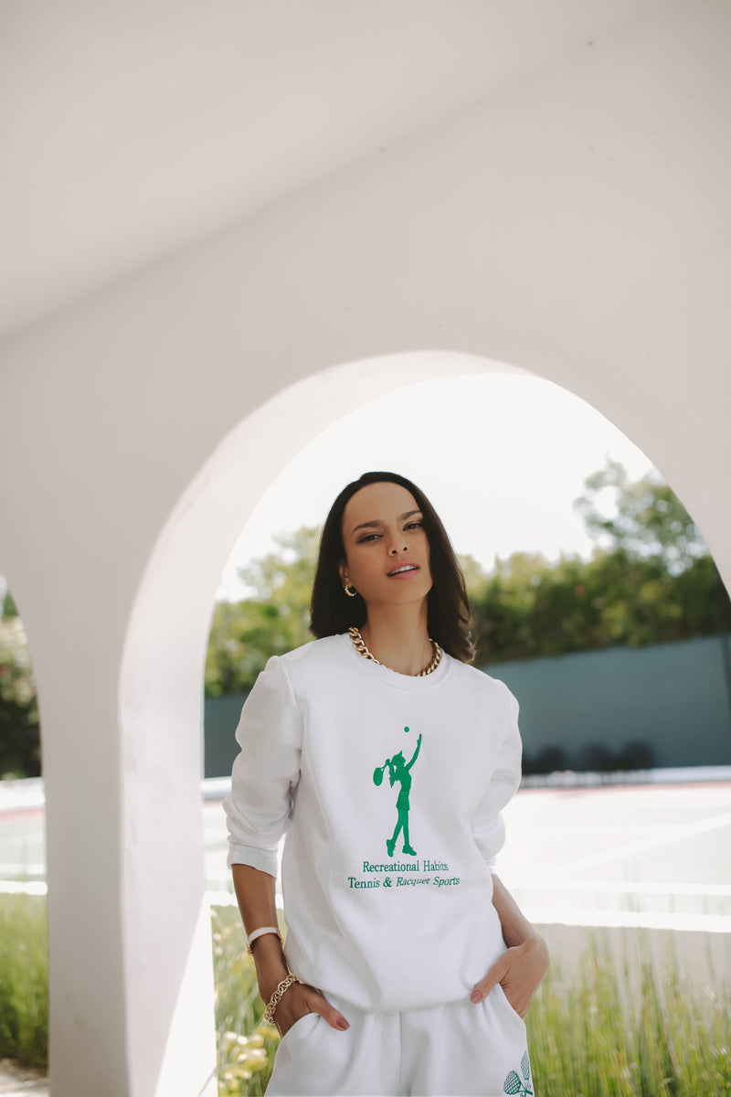 Gibson Tennis Serve Crewneck in White