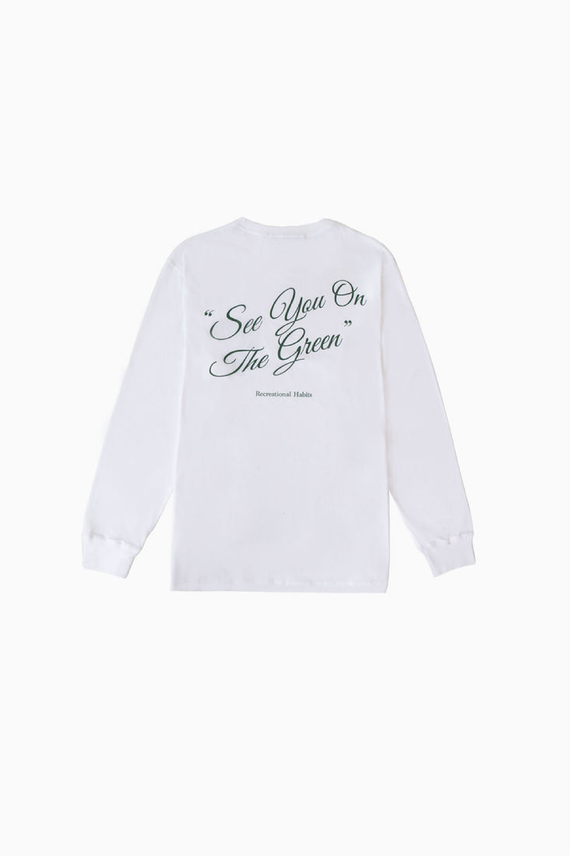 Fairway Long Sleeve Tee with Shield in White