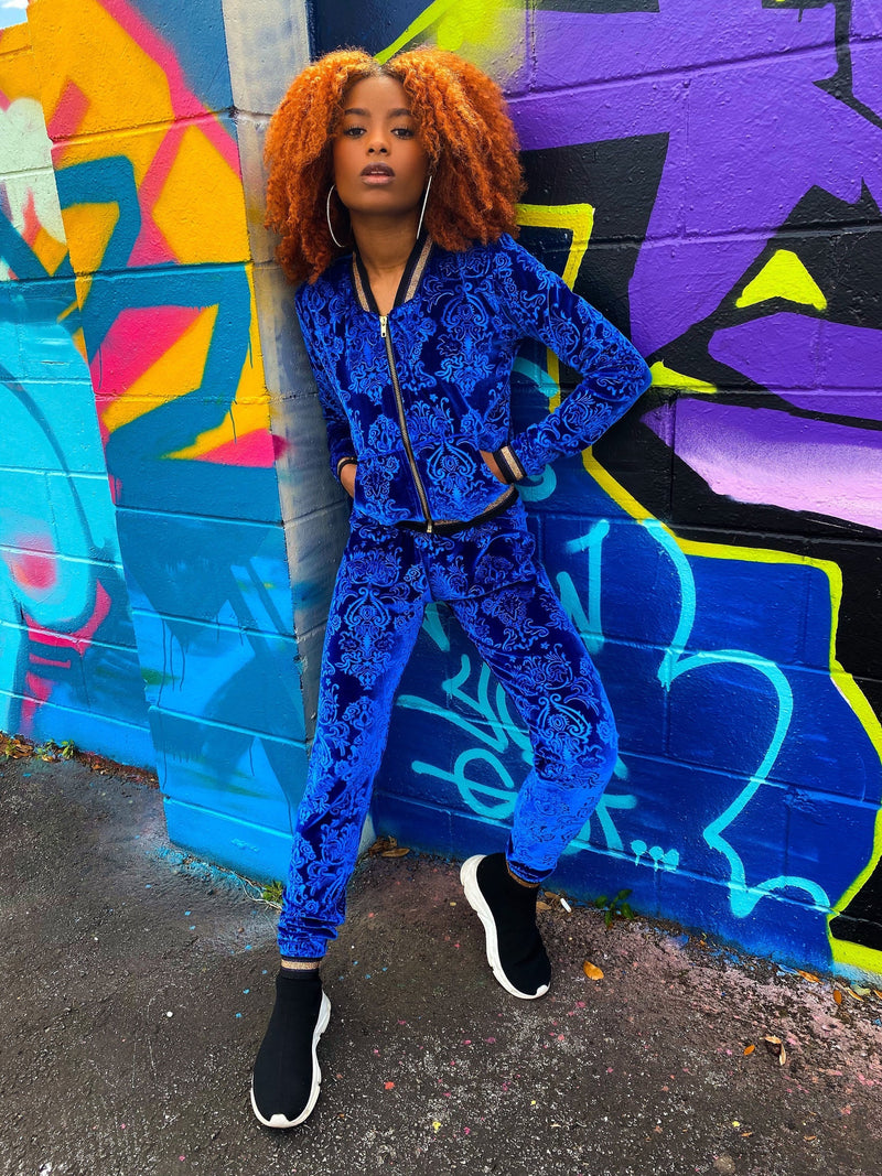 Royalty Velour Tracksuit - Sapphire