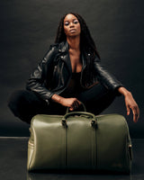 Carryall Duffle Leather Bag in Olive Green