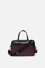 Geneva Leather Messenger Bag with handle in Wine Purple