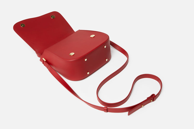 Milan Crossbody Leather Bag in Scarlet