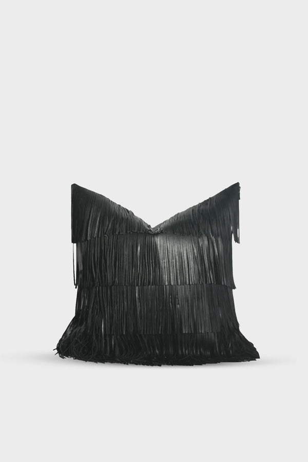 TEXXXTURE | Black Fringe Pillow