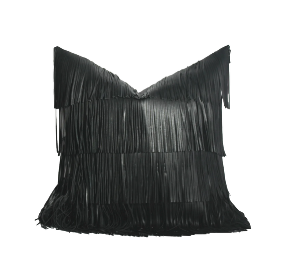 TEXXXTURE | Black Fringe Pillow