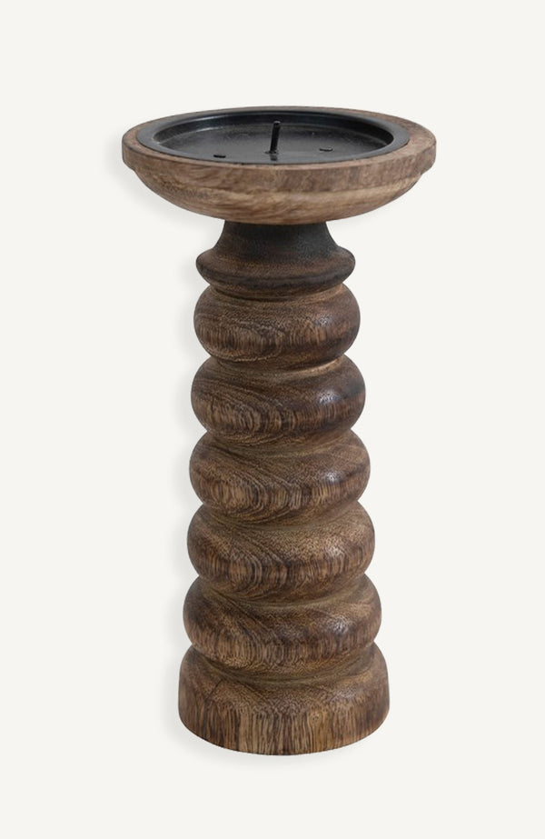 Hand Carved Mango Wood Candle Holder