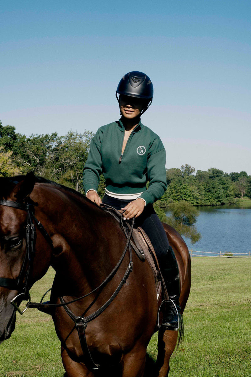 Eli Crop Half-Zip in Green