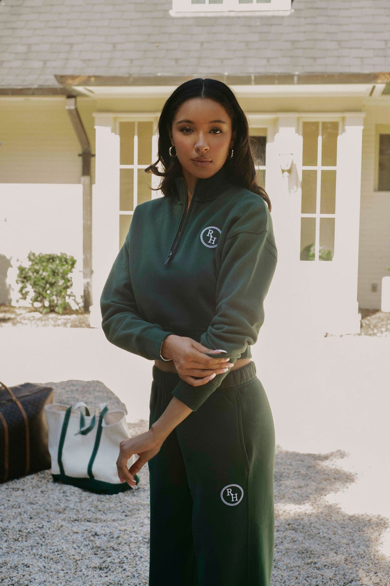 Eli Crop Half-Zip in Green