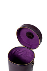 Cylinder Bucket Leather Bag in Eggplant Purple