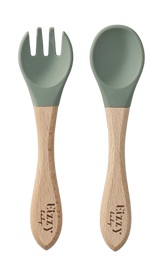 Bamboo Spoon and Fork Set (Sage)